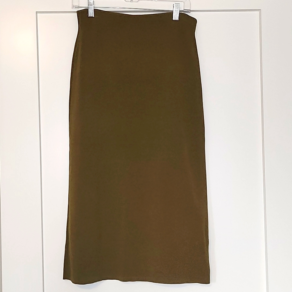 Classic J Crew Olive Knit Column Midi Skirt